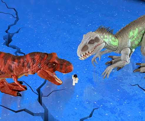 Stop Motion Toy Animation: Real Feel Tyrannosaurus Rex, Lego minifigure and Indominus Rex