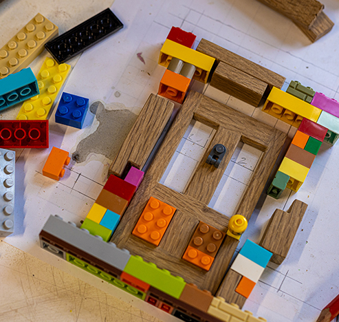 Miniature Model of Store Entrance for Lego Store: Work In Progress